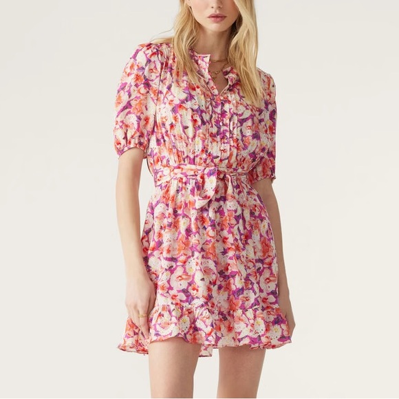 NEW NWT BA&SH Diamond Dress In Fuchsia Floral Print - Picture 1 of 13